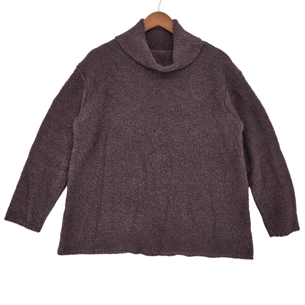 New York & Co. XL Turtleneck Sweater Womens Deep Purple Boucle Knit Relaxed Fit